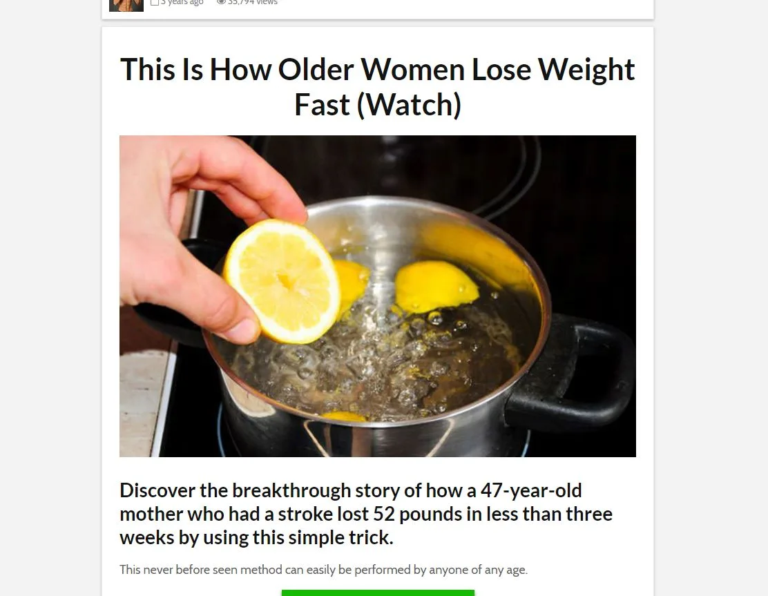 weight loss landing page