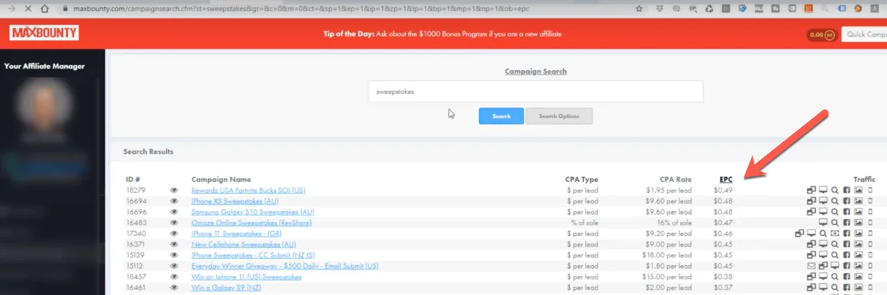 sweepstakes cpa offers