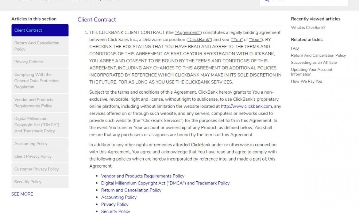 Clickbank affiliate agreement