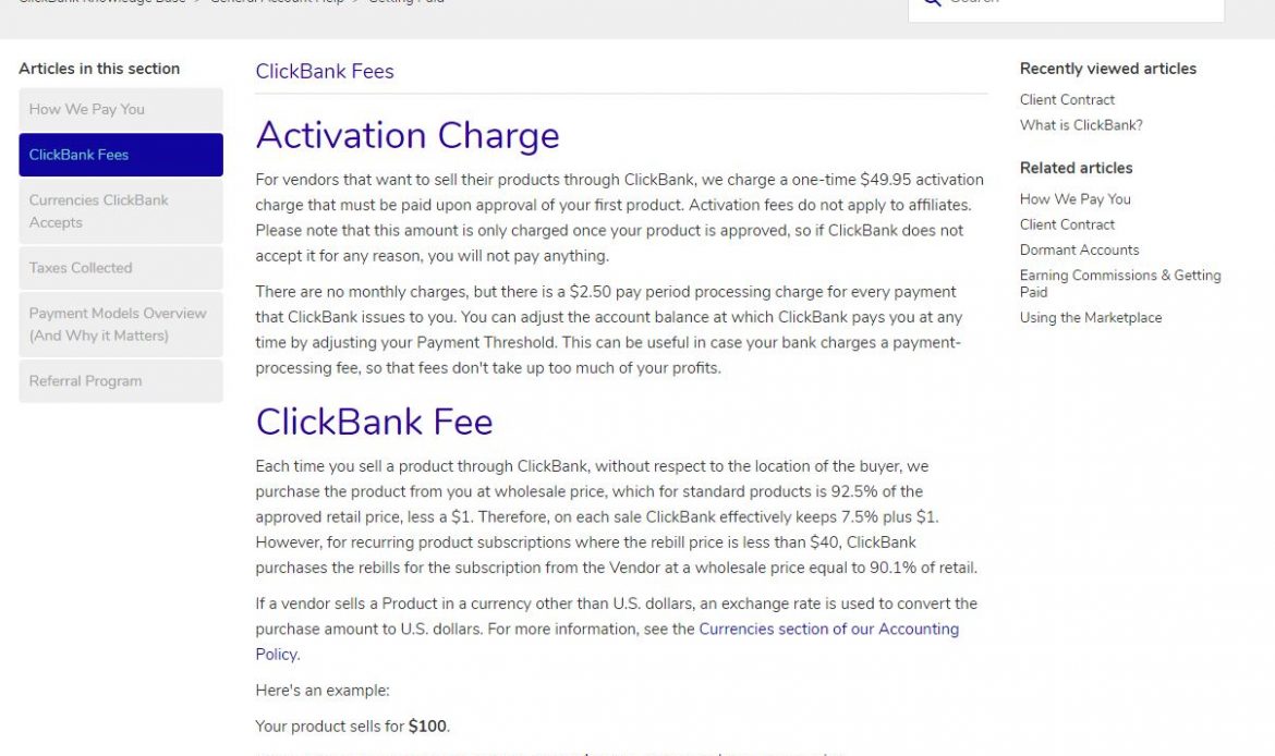 Clickbank affiliate fees