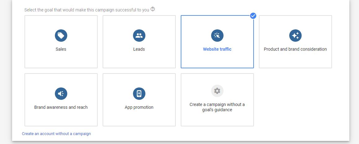 Google ads goal types